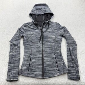 Lululemon Define Jacket Hooded Grey Space Dye Full Zip Activewear Size 8